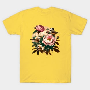 Chickadee and Peony T-Shirt